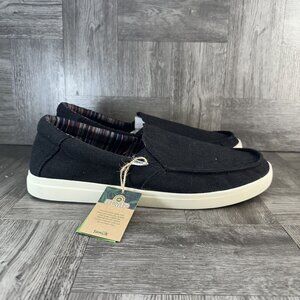 Sanuk Men's size 14 Sideline 2 Hemp Black Slip On Canvas Shoes